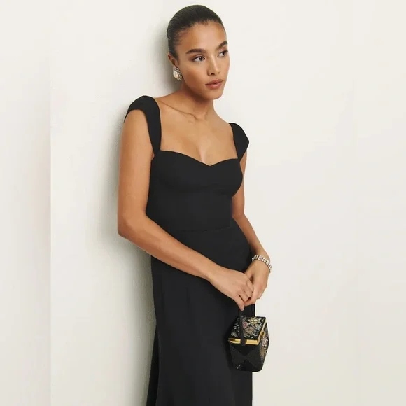 Reformation Bryson Dress In Black, brand new without tags, never worn, no flaws. - Picture 3 of 5